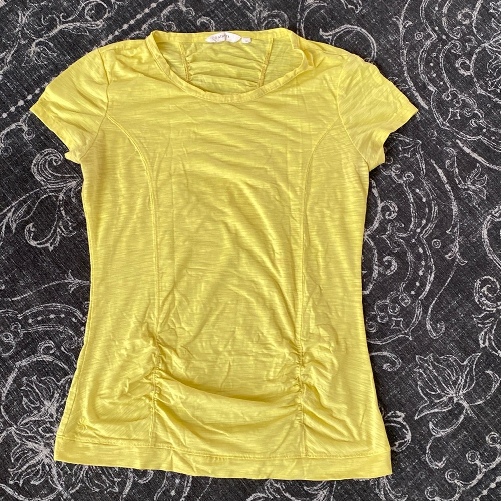 Athleta Yellow Fastest Track Short Sleeve Tee Size Medium